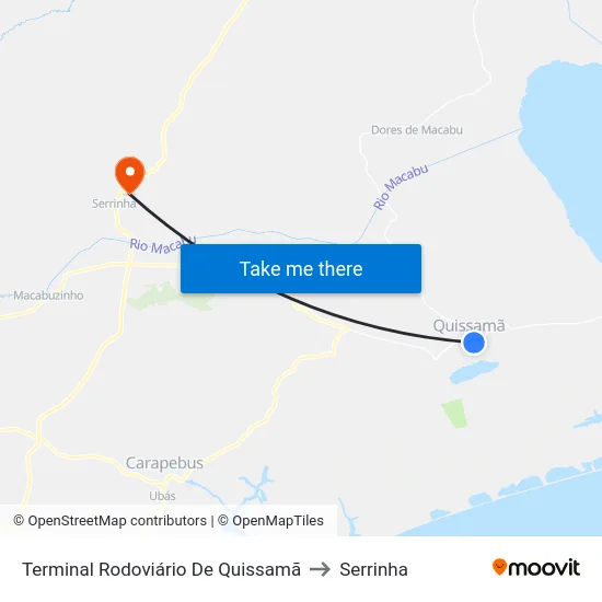 Terminal Rodoviário De Quissamã to Serrinha map