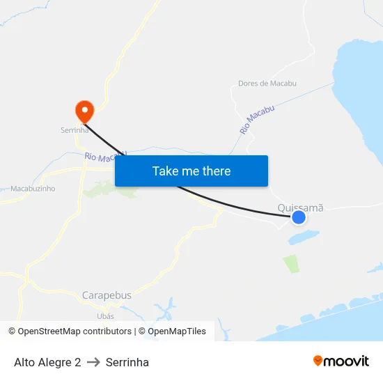 Alto Alegre 2 to Serrinha map