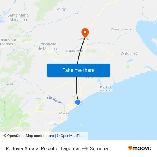 Rodovia Amaral Peixoto | Lagomar to Serrinha map