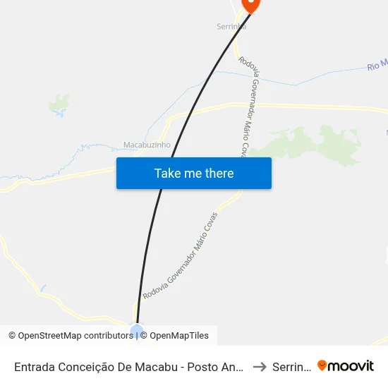 Entrada Conceição De Macabu - Posto Andorinha to Serrinha map