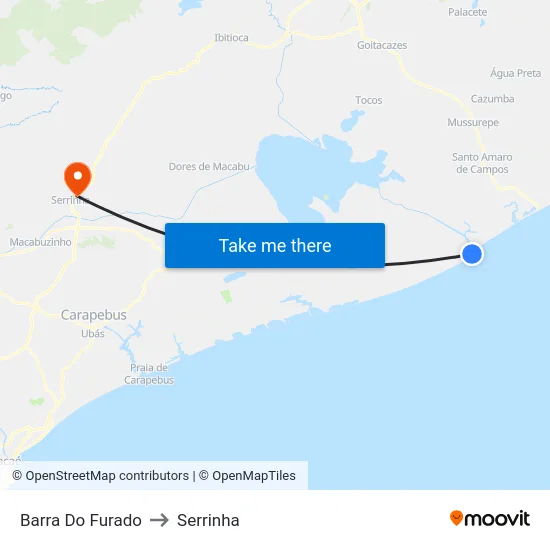 Barra Do Furado to Serrinha map