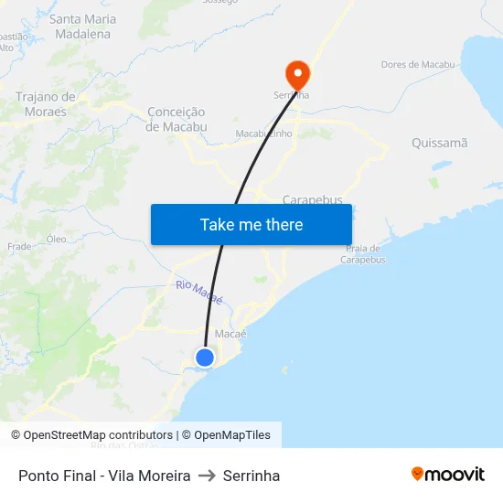 Ponto Final - Vila Moreira to Serrinha map