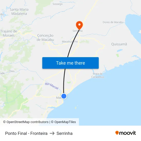 Ponto Final - Fronteira to Serrinha map