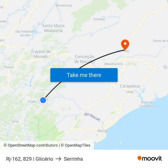 Rj-162, 829 | Glicério to Serrinha map