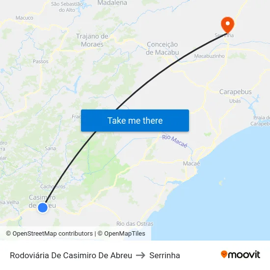 Rodoviária De Casimiro De Abreu to Serrinha map