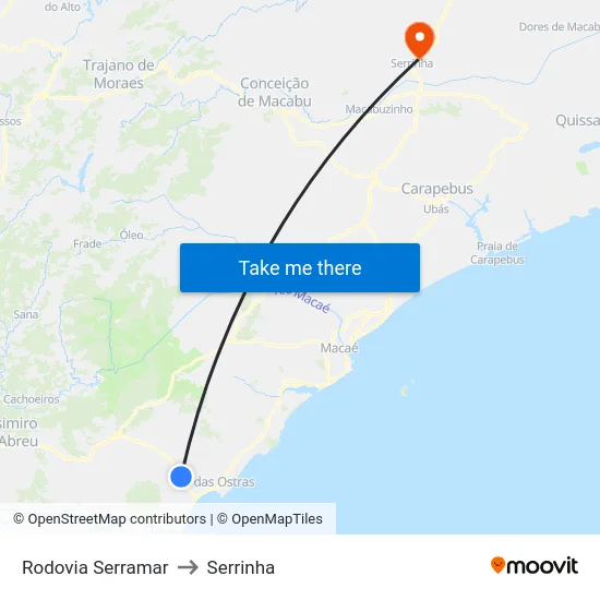 Rodovia Serramar to Serrinha map