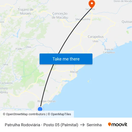 Patrulha Rodoviária - Posto 05 (Palmital) to Serrinha map