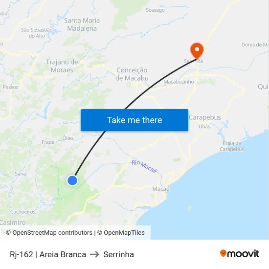 Rj-162 | Areia Branca to Serrinha map