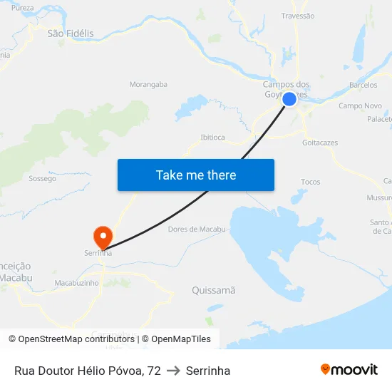 Rua Doutor Hélio Póvoa, 72 to Serrinha map