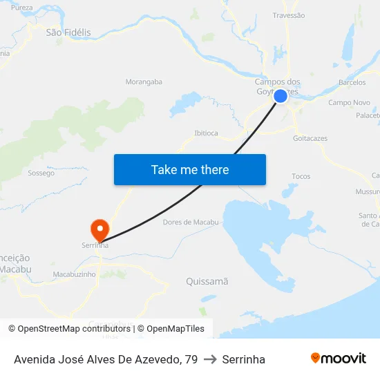 Avenida José Alves De Azevedo, 79 to Serrinha map