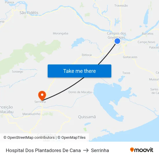 Hospital Dos Plantadores De Cana to Serrinha map