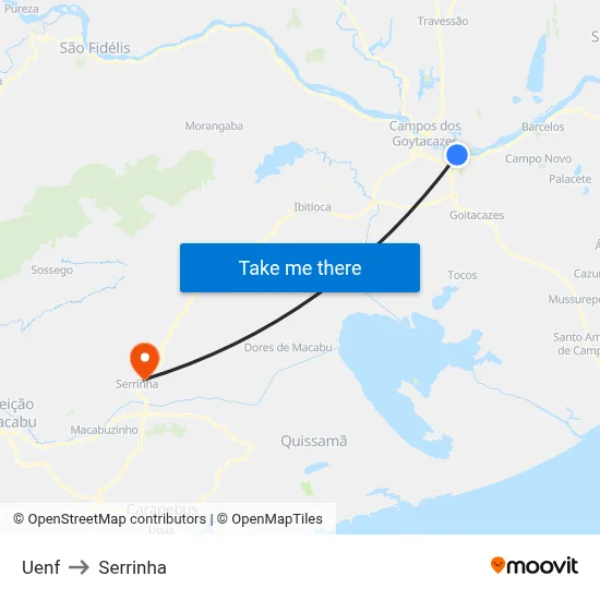 Uenf to Serrinha map