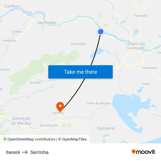 Itereré to Serrinha map