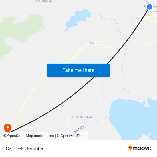 Caju to Serrinha map