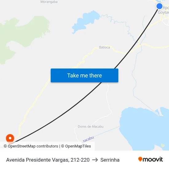Avenida Presidente Vargas, 212-220 to Serrinha map