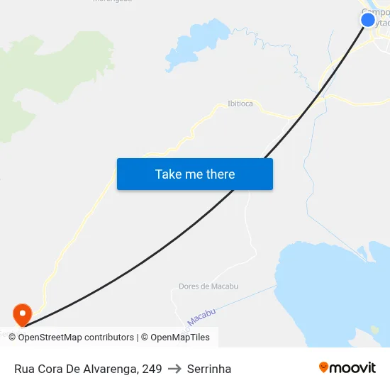 Rua Cora De Alvarenga, 249 to Serrinha map