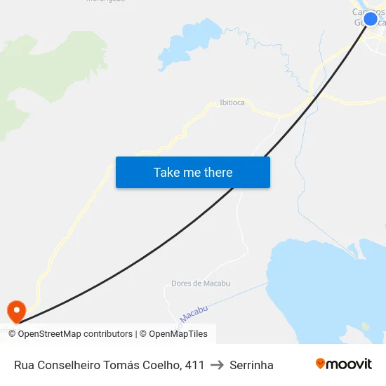 Rua Conselheiro Tomás Coelho, 411 to Serrinha map