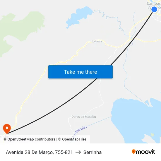 Avenida 28 De Março, 755-821 to Serrinha map