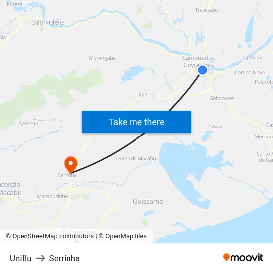 Uniflu to Serrinha map