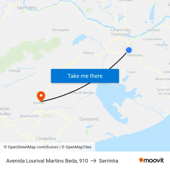 Avenida Lourival Martins Beda, 910 to Serrinha map