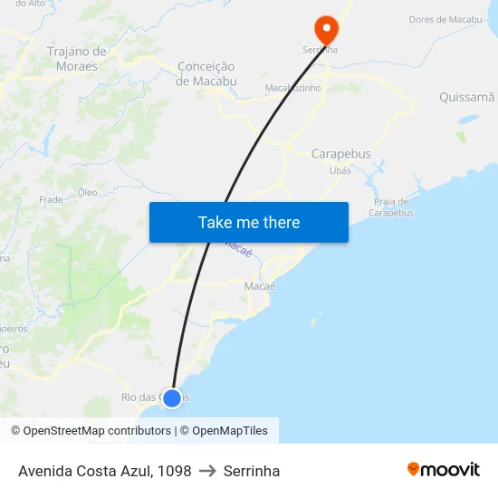 Avenida Costa Azul, 1098 to Serrinha map