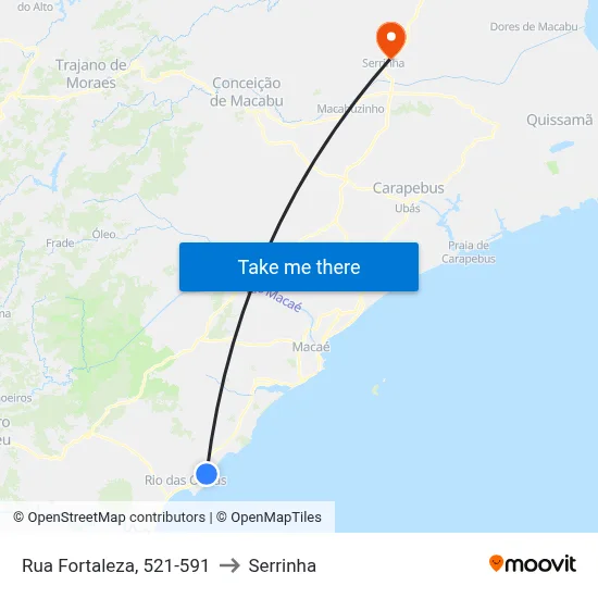 Rua Fortaleza, 521-591 to Serrinha map