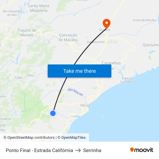 Ponto Final - Estrada Califórnia to Serrinha map