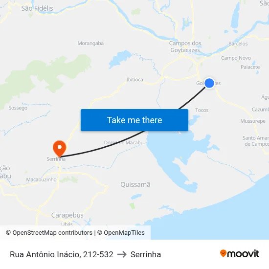 Rua Antônio Inácio, 212-532 to Serrinha map