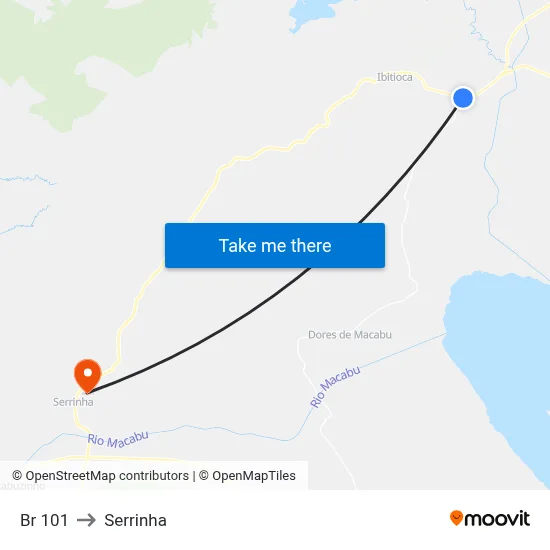 Br 101 to Serrinha map