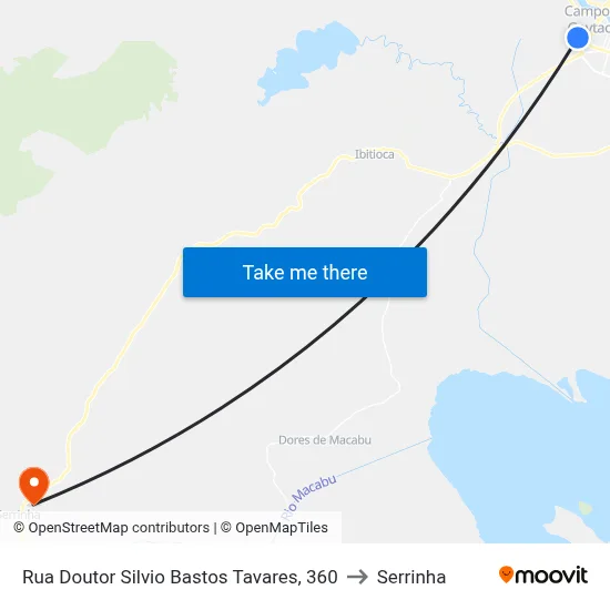 Rua Doutor Silvio Bastos Tavares, 360 to Serrinha map