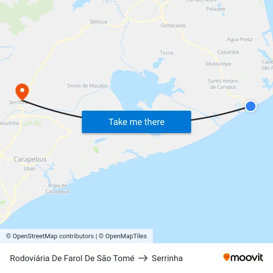 Rodoviária De Farol De São Tomé to Serrinha map