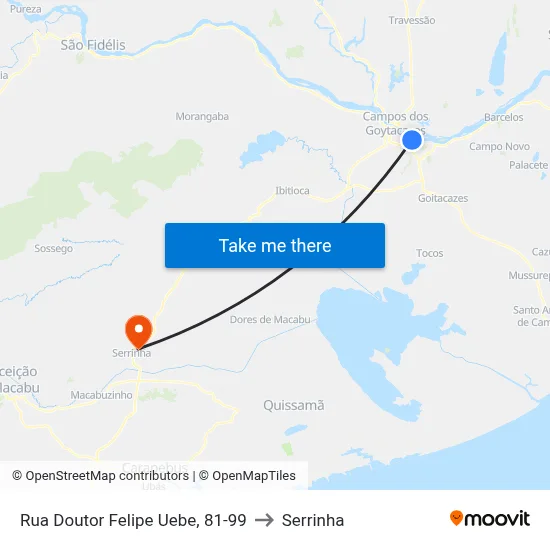 Rua Doutor Felipe Uebe, 81-99 to Serrinha map