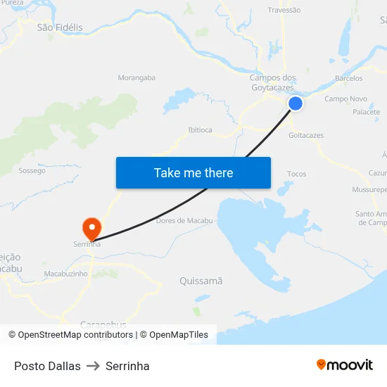 Posto Dallas to Serrinha map