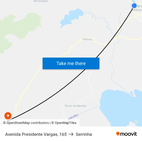 Avenida Presidente Vargas, 165 to Serrinha map