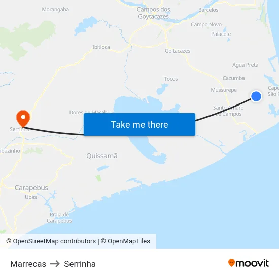 Marrecas to Serrinha map