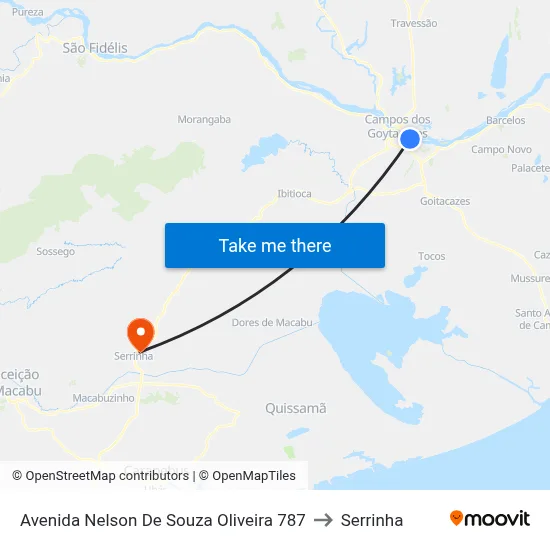Avenida Nelson De Souza Oliveira 787 to Serrinha map