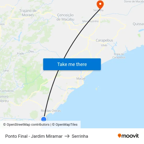 Ponto Final - Jardim Miramar to Serrinha map