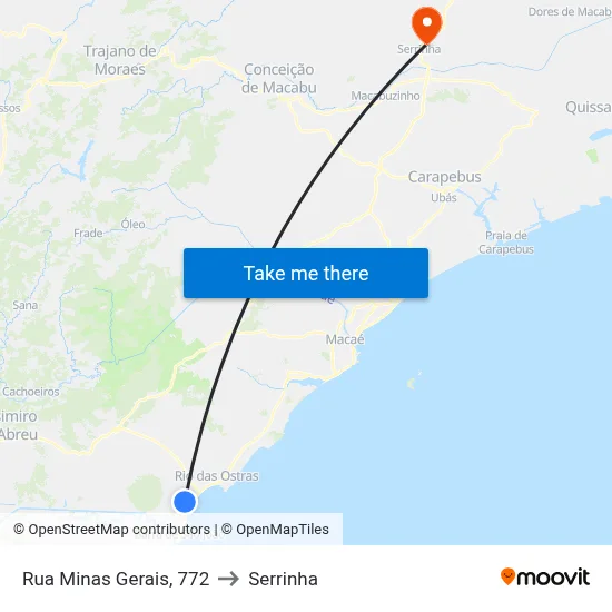 Rua Minas Gerais, 772 to Serrinha map