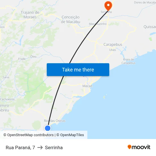 Rua Paraná, 7 to Serrinha map