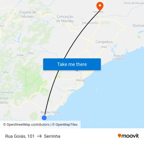 Rua Goiás, 101 to Serrinha map