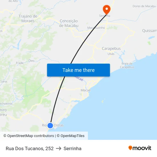 Rua Dos Tucanos, 252 to Serrinha map