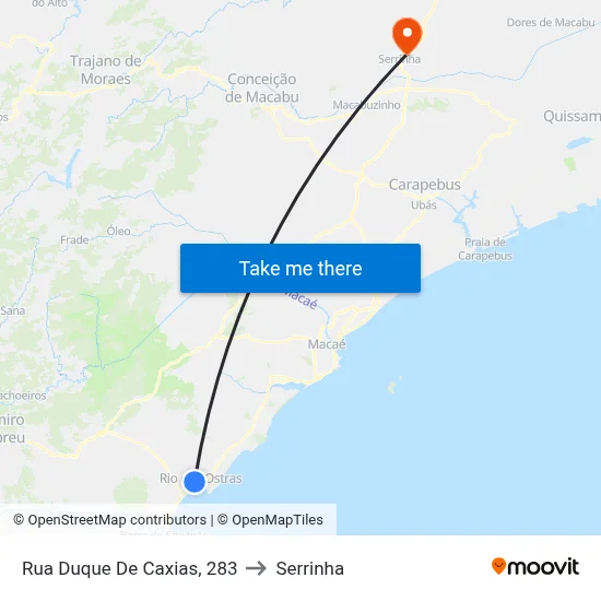 Rua Duque De Caxias, 283 to Serrinha map
