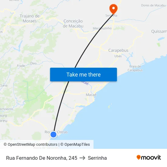 Rua Fernando De Noronha, 245 to Serrinha map