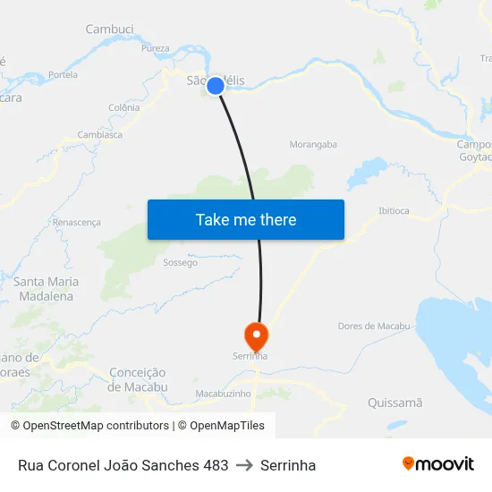 Rua Coronel João Sanches 483 to Serrinha map