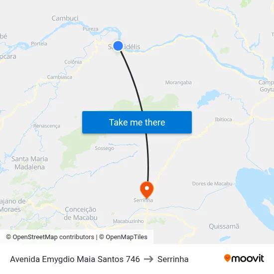 Avenida Emygdio Maia Santos 746 to Serrinha map