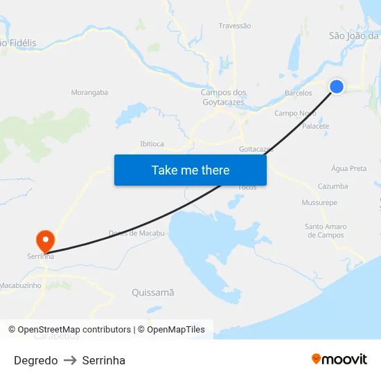Degredo to Serrinha map