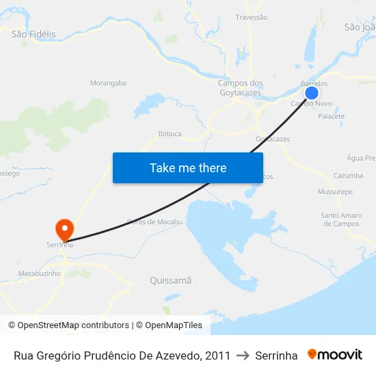 Rua Gregório Prudêncio De Azevedo, 2011 to Serrinha map