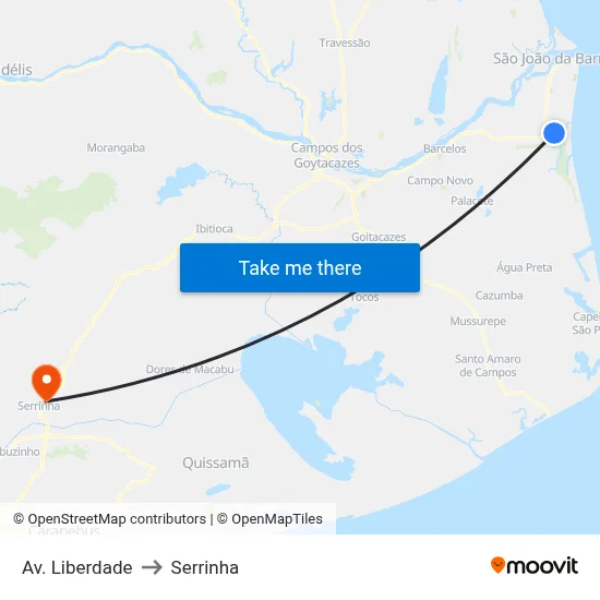 Av. Liberdade to Serrinha map