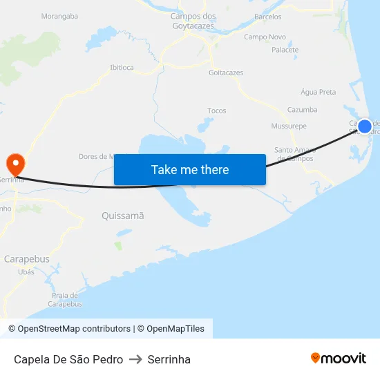 Capela De São Pedro to Serrinha map