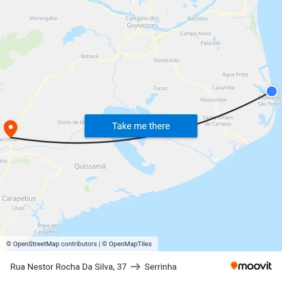 Rua Nestor Rocha Da Silva, 37 to Serrinha map